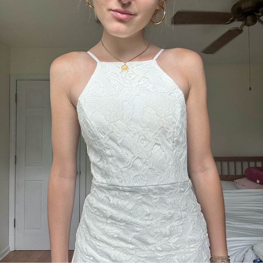 White Lace Mini Dress